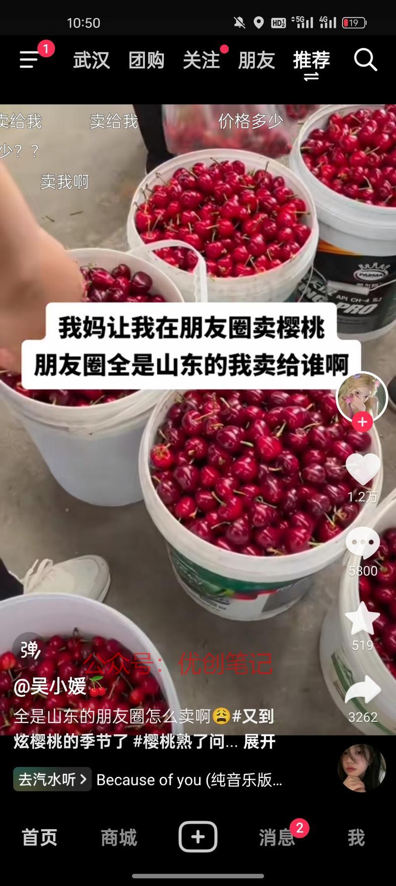 卖樱桃文案火爆，单条视…#情报-搞钱线报📢论坛-网创交流-优创圈